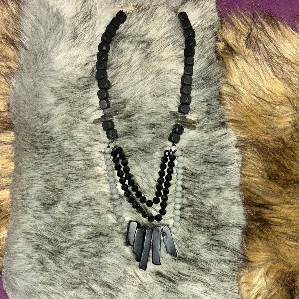 Black and grey stone necklace